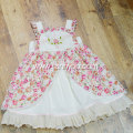 new designs hand embroidered floral printed toddler dress